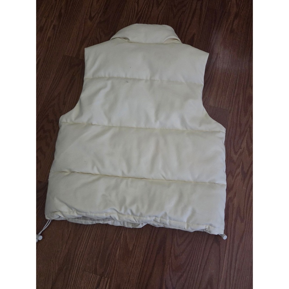 Hollister Womens Faux Leather Puffer Vest Off White Cream full Zip Size M - Picture 3 of 8